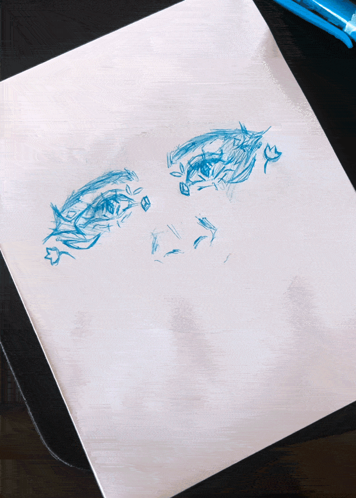 Stop motion animated process of a fantasy siren woman and koi fish ink portrait 
