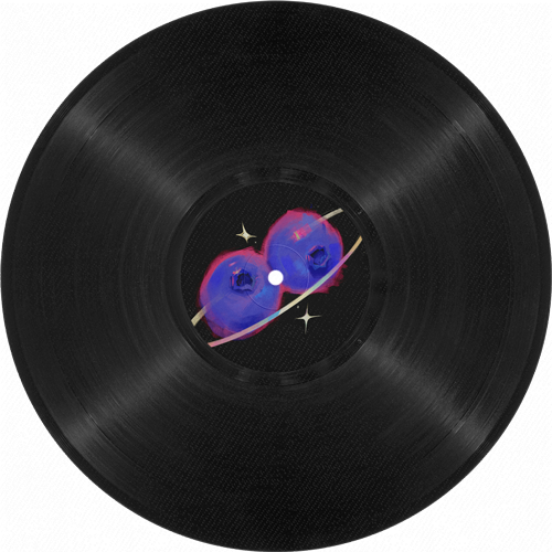 Galactic berries concept art in a vynilo disk design of techno music.